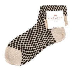 Calcetines cortos de señora con estampado marrón/beig.