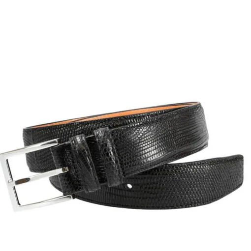 CINTURÓN PIEL HOMBRE LAGARTO NEGRO